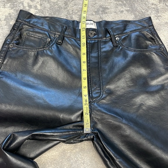 New Agolde Riley Long Pants Recycled Leather in Detox Black High Rise Sz 31 - Picture 10 of 14
